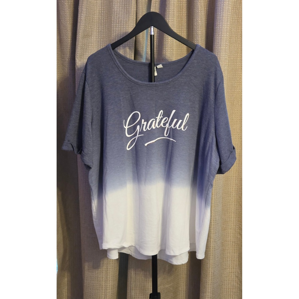 Cato Short Sleeve Blue White Ombré Grateful Graphic T-Shirt‎ Women's Size 22/24W